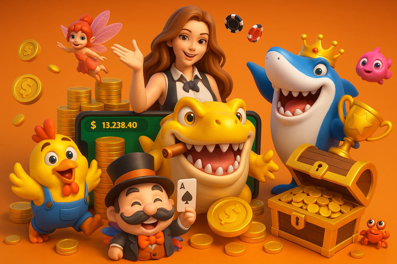 Player using mobile phone to play fish shooting game on 777 Casino